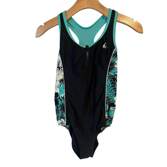 Gerry Other - Gerry Girls One Piece Swimsuit Size 16 Black Teal Racerback